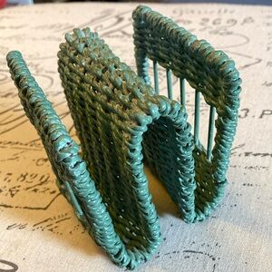 Letter Napkin Holder Wicker Vintage 1970s Mail Organizer Entryway Desk Boho 💚